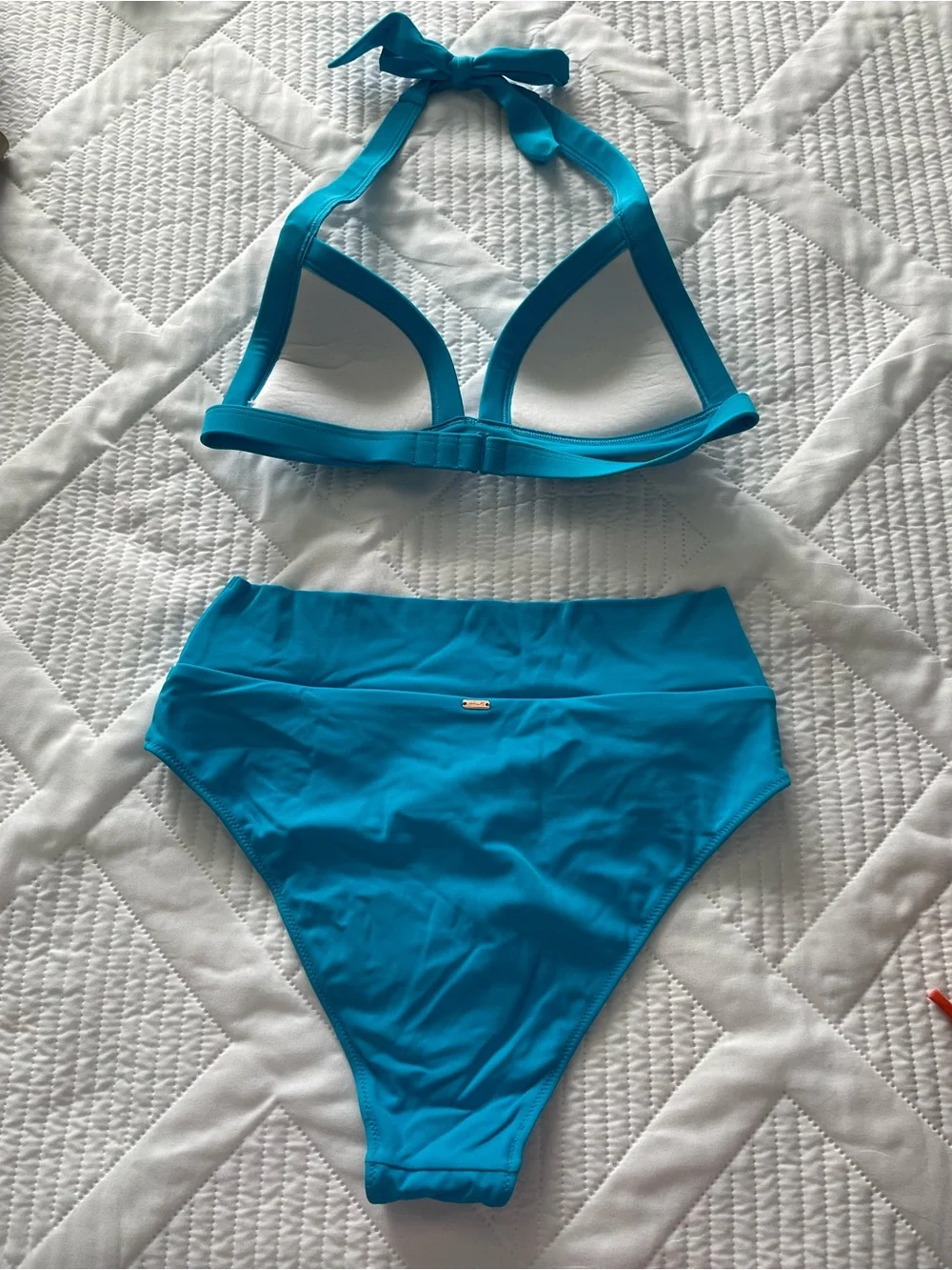 Victoria’s Secret Halter Push Up High-Waist Bikini Set in marine blue